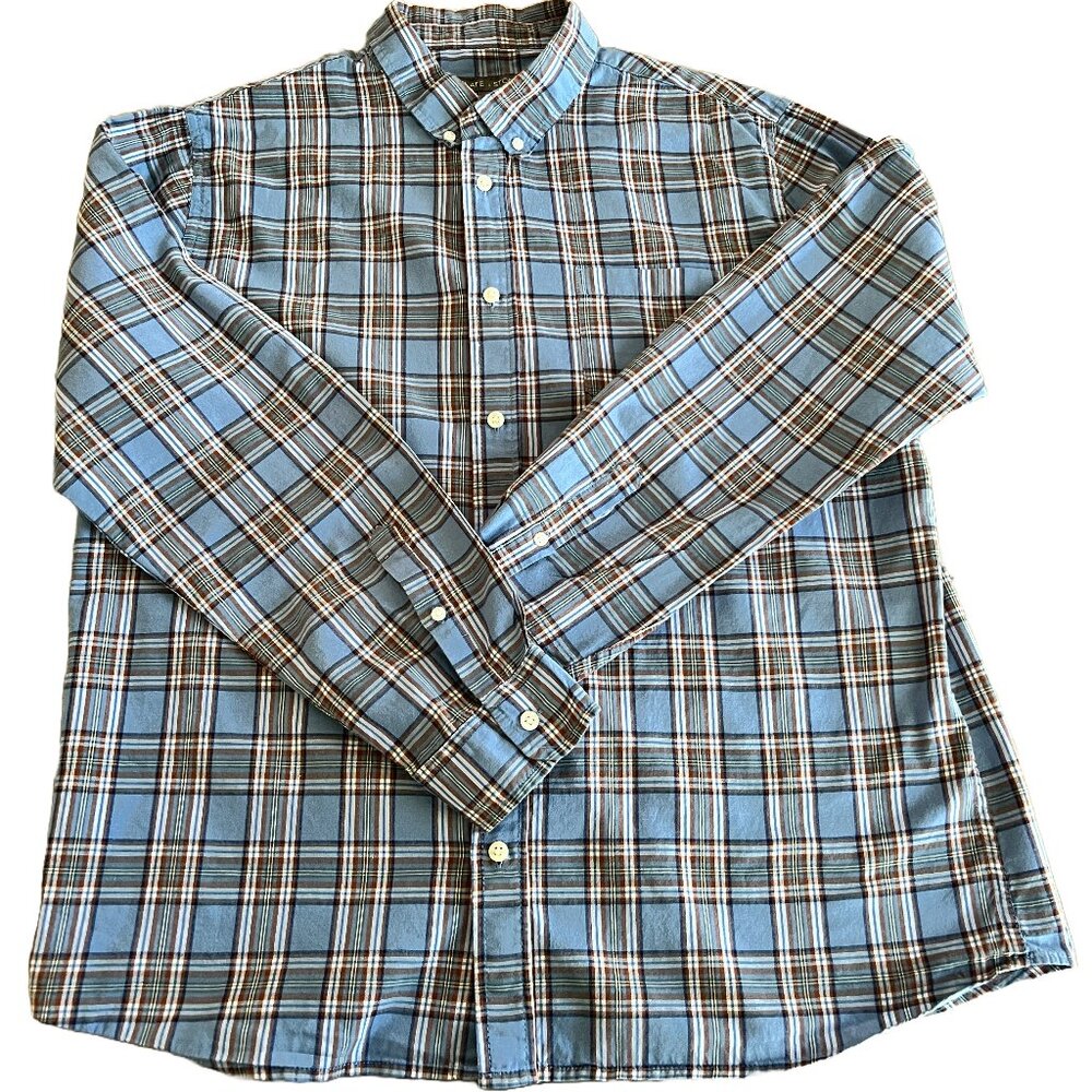 Slate & Stone Men's XL Long Sleeve Button Down Blue Plaid Shirt